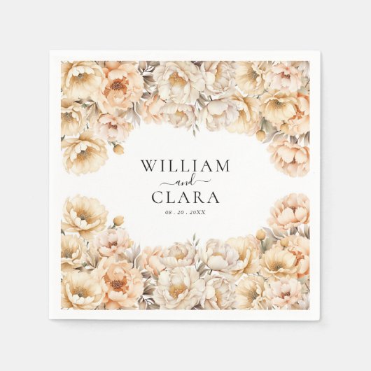 Waterverf moderne pioen pastel bloemenbruiloft servet (Voorkant)