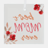 Waterverf Moeder beste mam Ever Red Roses Glas Ornament (Achterkant)