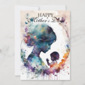 Waterverf moeder en kind silhouet kunst kaart (Voorkant)