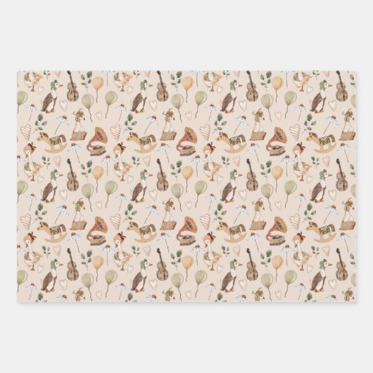 Waterverf Moeder Gans Kwekerij Kinder Speelgoed Inpakpapier Vel (Voorkant)