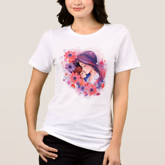 Waterverf Moederdag Liefde en Bloemen Grafische T- Tri-Blend Shirt