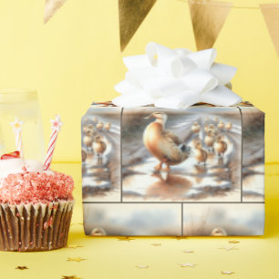 Waterverf moedereend met eendjes cadeaupapier