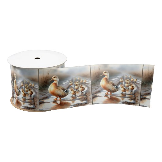 Waterverf moedereend met eendjes lint (Spoel)