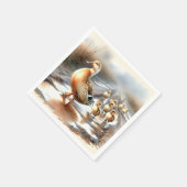 Waterverf moedereend met eendjes servet (Hoek)