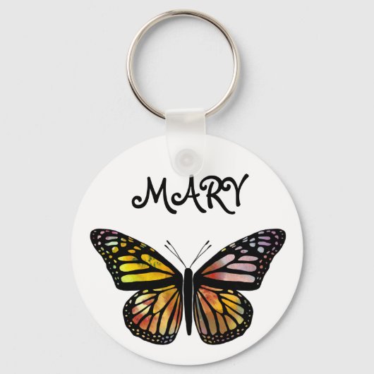 Waterverf Monarch Butterfly BILT IT AAN Sleutelhanger (Voorkant)