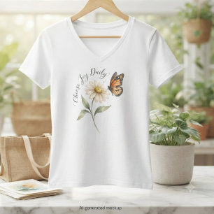 Waterverf Monarchvlinder en Madeliefje T-shirt