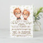 Waterverf Monkey Gender Reveal Kaart (Staand voorkant)