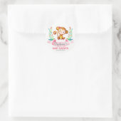 Waterverf Monkey Girl Baby shower Ronde Sticker (Tas)