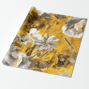waterverf monochrome florale naadloos cadeaupapier
