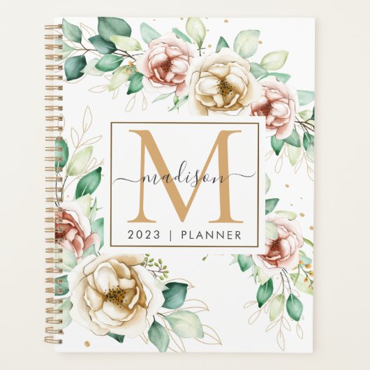 waterverf monogram 2023 Maandelijks Maandelijks Planner (Voorkant)