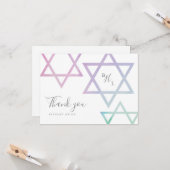 Waterverf Monogram Bat Mitzvah Dank u Kaart (Voorkant / Achterkant in situ)