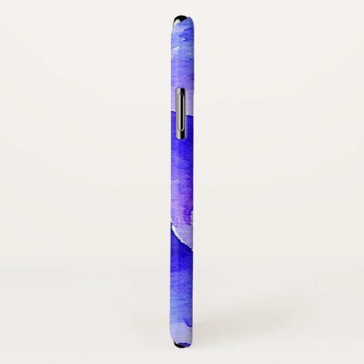 Waterverf Monogram Blauw & Paarse Bloem Case-Mate iPhone Case (Achterkant / rechts)