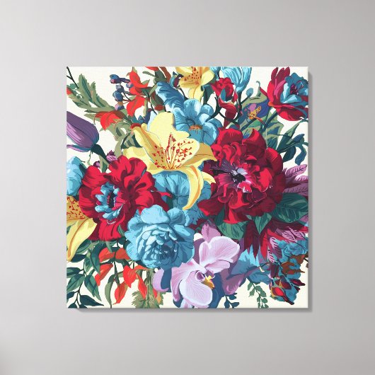 Waterverf Monogram Bloemen Delight Canvas Afdruk (Voorkant)