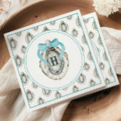 Waterverf monogram Coastal Blue Bow Oyster Servet