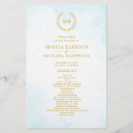 Waterverf Monogram Elegant Simple Wedding Program