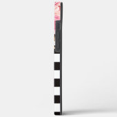 Waterverf Monogram Floral Black en White Stripes Case-Mate iPhone Case (Achterkant / Links)