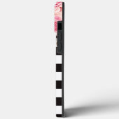 Waterverf Monogram Floral Black en White Stripes Case-Mate iPhone Case (Achterkant / Links)