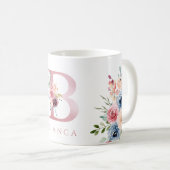 Waterverf Monogram Floral Letter B Coffee Mok (Voorkant rechts)