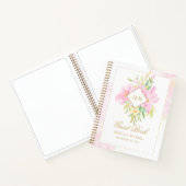 Waterverf Monogram Floral Pink Weddenschap Notitieboek (Binnen)