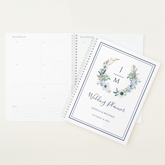 Waterverf Monogram Floral Wreath Wedding Planner (Display)