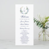 Waterverf Monogram Floral Wreath Wedding Programma (Staand voorkant)