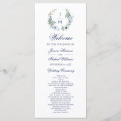 Waterverf Monogram Floral Wreath Wedding Programma (Voorkant)