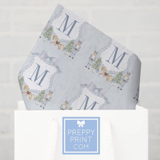 Waterverf Monogram Initiaal Notenkraker Crest Gift Tissuepapier