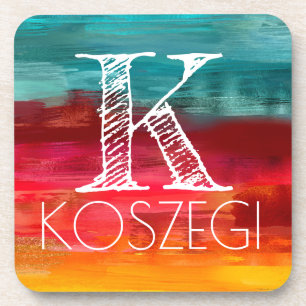 Waterverf monogram initiaal onderzetter set