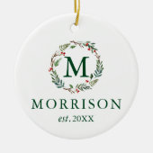 Waterverf Monogram met Pas getrouwd PHOTO BACK Keramisch Ornament (Voorkant)