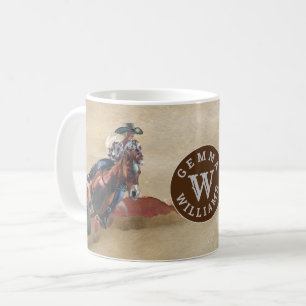 Waterverf Monogram Naam Cowgirl op Paard Western Koffiemok