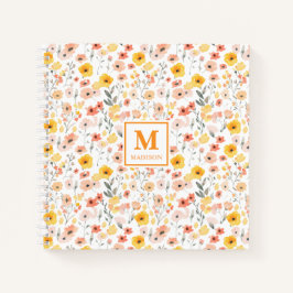 Waterverf Monogram Notebook Journaal met Wilde Blo Notitieboek