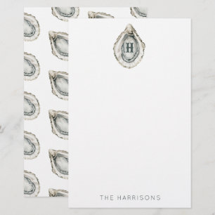 Waterverf monogram oester briefpapier