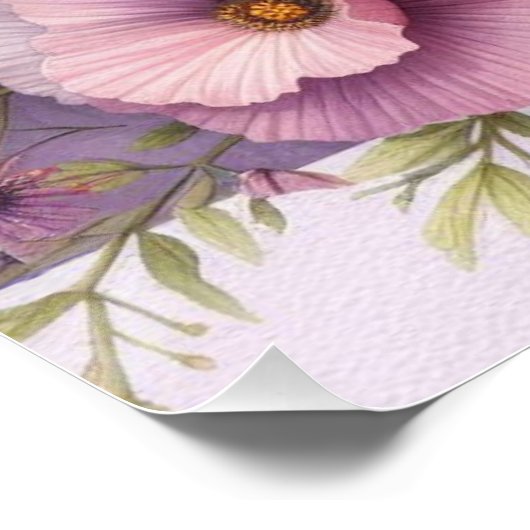 Waterverf monogram pastelkleuren op paarse houtsoo perfect poster (Hoek)