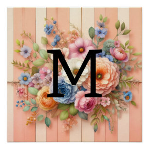 Waterverf monogram pastelkrijt op sinaasappel perfect poster