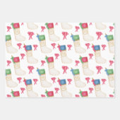 Waterverf Monogram Personaliseer Kerstmis kous Inpakpapier Vel (Voorkant 3)