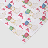 Waterverf Monogram Personaliseer Kerstmis kous Tissuepapier (Detail)