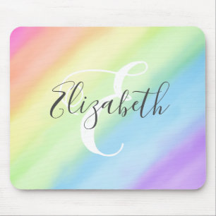 Waterverf monogram regenbooggradiënt Naam pasta Muismat