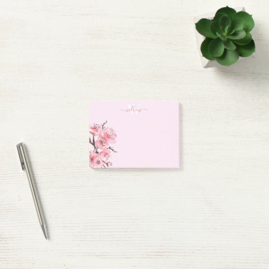 Waterverf monogram roze Cherry Blossom Post-it® Notes (Kantoor)