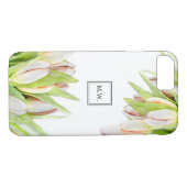 Waterverf Monogram roze en groene tulpen Case-Mate iPhone Case (Achterkant (Horizontaal))