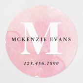 Waterverf Monogram roze waterdicht Labels (Design 2)