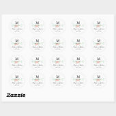Waterverf Monogram Trouwsticker met Wilde Bloemen Ronde Sticker (Vel)