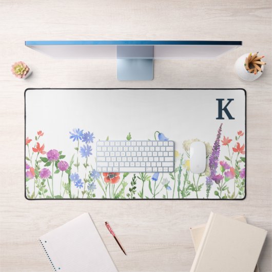 Waterverf Monogram wilde bloem Bureaumat (Kantoor 1)
