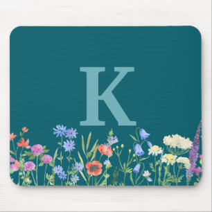 Waterverf Monogram wilde bloem Muismat