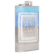 Waterverf monogram Zee en zand kuststrand Heupfles (Rechts)