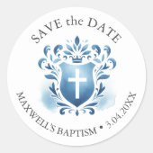 Waterverf Monogrammed Crest Ronde Sticker (Voorkant)