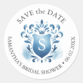 Waterverf Monogrammed Crest Ronde Sticker (Voorkant)