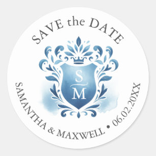 Waterverf Monogrammed Crest Ronde Sticker