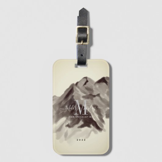  Waterverf Monogrammed Script Bagagelabel (Voorkant (verticaal))