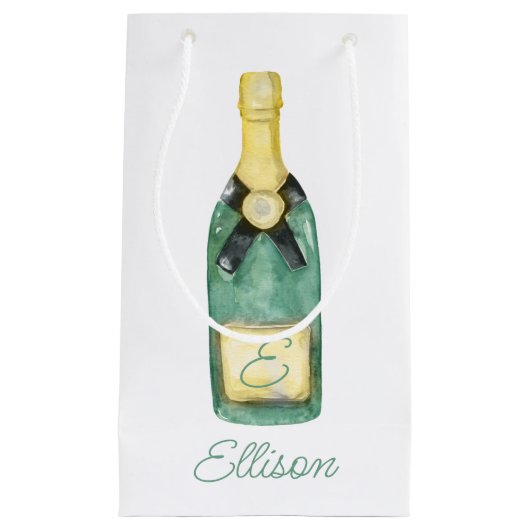 Waterverf Monogrammed Wine Klein Cadeauzakje (Voorkant)