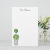 Waterverf monogrammen bovenleer Stationery Briefpapier (Staand voorkant)